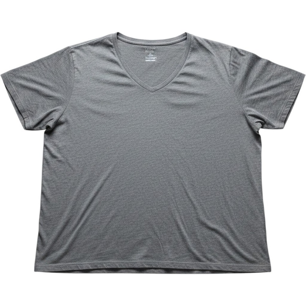 Lands' End Shirt Womens Plus 3X Gray V Neck Short Sleeve Solid Jersey Top